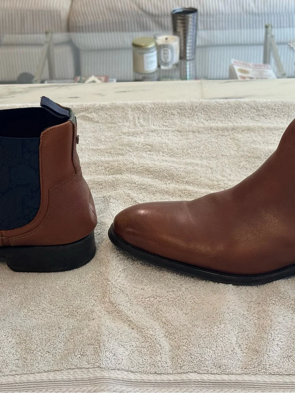 Ted Baker Brown Leather Chukka Boots with Black Elastic Panels